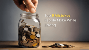 Coins in a savings jar with a checklist for financial goals